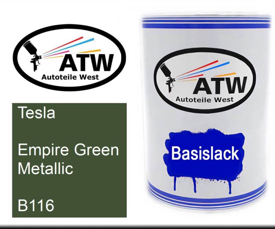 Tesla, Empire Green Metallic, B116: 500ml Lackdose, von ATW Autoteile West.